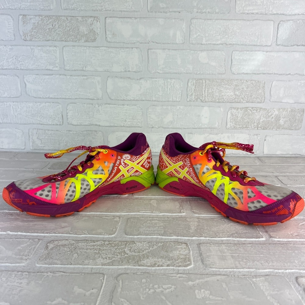 ASICS GEL Noosa Tri 9 Womens 9.5 Running Shoes Neon Multicolor Triathlon T458N - Picture 8 of 12